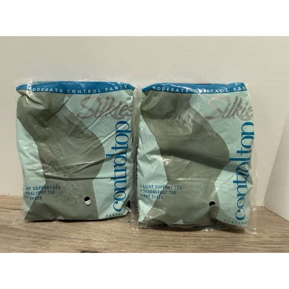 LOT OF 2 SILKIES CONTROL TOP PANTYHOSE 070608 X-QUEEN JET BLACK XXL NOS SEALED